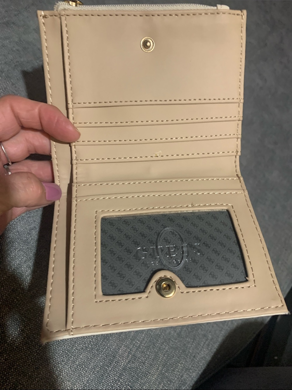 Guess Beige Trifold Card & Key Holder Wallet